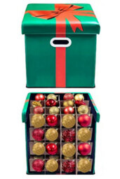 Christmas Tree World Multi-Purpose Decorations Storage Ottoman Box - With Partitions - thumbnail 1