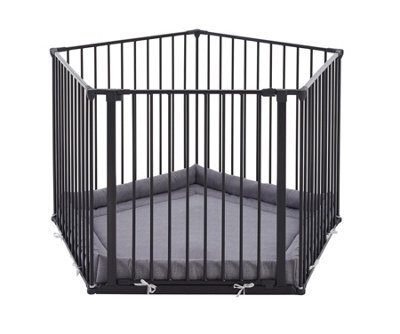 Safetots Premium Multi Panel Play Pen With Mat, Pentagon, 5 X 72Cm, Black, 70Cm High