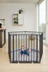 Safetots Premium Multi Panel Play Pen With Mat, Pentagon, 5 X 72Cm, Black, 70Cm High - thumbnail 2
