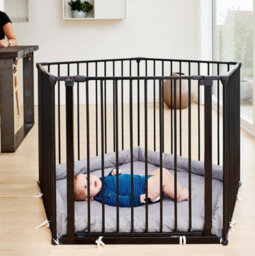 Safetots Premium Multi Panel Play Pen With Mat, Pentagon, 5 X 72Cm, Black, 70Cm High - thumbnail 9