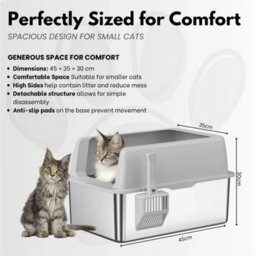 Stainless Steel Cat Litter Box With High Sides - thumbnail 2