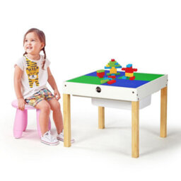Taylor & Brown 5 In 1 Wooden Activity Table & Chair Set Building Blocks, Chalkboard, Storage Drawer For Kids & Toddlers - thumbnail 8