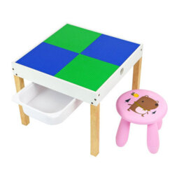 Taylor & Brown 5 In 1 Wooden Activity Table & Chair Set Building Blocks, Chalkboard, Storage Drawer For Kids & Toddlers - thumbnail 4