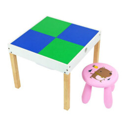 Taylor & Brown 5 In 1 Wooden Activity Table & Chair Set Building Blocks, Chalkboard, Storage Drawer For Kids & Toddlers - thumbnail 3