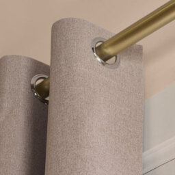 "Ohs Woven Texture Pair Of Eyelet Curtains, Natural - 66 X 72""" - thumbnail 4