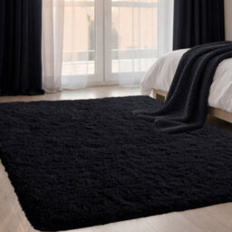 Aspire Homeware Non Slip Black Shaggy Rug Soft Fluffy Washable, Living Area And Bedroom Rug, (L)170Cm X (W)120Cm - thumbnail 6