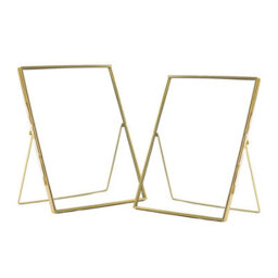 "Nicola Spring Standing Metal Photo Frames - 8"" X 10"" - Gold - Picture Frame Freestanding Frame Display Poster Frame - Set Of 2" - thumbnail 1