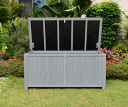 Jack Stonehouse Wooden Garden Storage Deck Box With Lockable Lid - Outdoor Chest Container For Patio Cushions Outdoor Toys & Tools - 468L - thumbnail 6