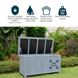 Jack Stonehouse Wooden Garden Storage Deck Box With Lockable Lid - Outdoor Chest Container For Patio Cushions Outdoor Toys & Tools - 468L - thumbnail 5