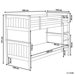Beliani Bunk Bed Wood Albon 90 X 200 Cm (Eu Single) White - thumbnail 3
