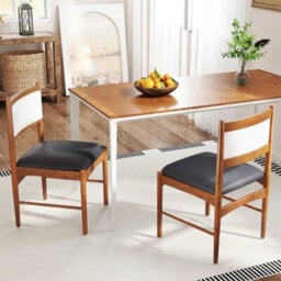 Chic Wooden Dining Chair Set Of 2 Upholstered Kitchen Chairs - thumbnail 6
