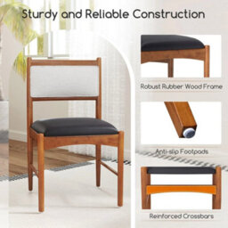 Chic Wooden Dining Chair Set Of 2 Upholstered Kitchen Chairs - thumbnail 5