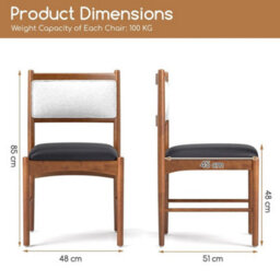 Chic Wooden Dining Chair Set Of 2 Upholstered Kitchen Chairs - thumbnail 2