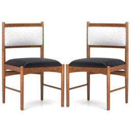 Chic Wooden Dining Chair Set Of 2 Upholstered Kitchen Chairs - thumbnail 1