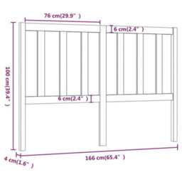 Walplus Bed Headboard Black 166X4X100 Cm Solid Wood Pine - thumbnail 6