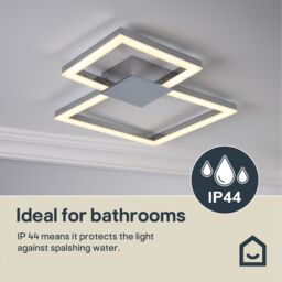 GoodHome Aviles Modern Acrylic & Metal Chrome Effect 2 Lamp Bathroom Led Ceiling Light - thumbnail 6