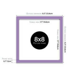 8X8 Purple Picture Frame (20.3 X 20.3Cm) Poster, Photo, Artwork, Gallery Wall Or Print - thumbnail 3