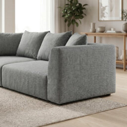 Abakus Direct Tokyo 3 Seater Sofa In Anthracite Grey Basket Weave Fabric With Deep Seat And Structured Cushioning - thumbnail 5