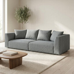 Abakus Direct Tokyo 3 Seater Sofa In Anthracite Grey Basket Weave Fabric With Deep Seat And Structured Cushioning - thumbnail 6