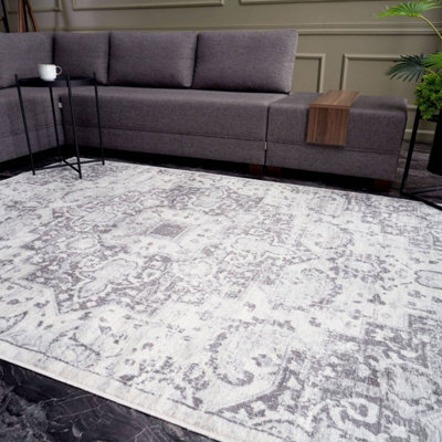 The Rugs Montana Grey Cream Oriental Area Rug And Runner Soft Durable Pet Friendly Easy To Clean Living Room Bedroom 4060 - image 1