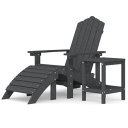 Berkfield Garden Adirondack Chair With Footstool & Table Hdpe Anthracite - thumbnail 2