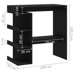 Vidaxl Bar Table With Storage Rack Black 100X50X101.5 Cm Engineered Wood - thumbnail 7