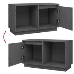 Berkfield Tv Cabinet Grey 74X35X44 Cm Solid Wood Pine - thumbnail 6