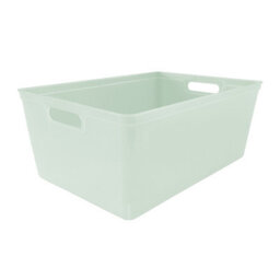 Simpa 6Pc 11L Sage Green Plastic Storage Basket Studio Organiser Trays With Handles - thumbnail 2