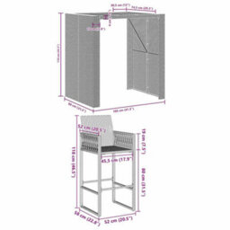 Berkfield 5 Piece Garden Bar Set Without Cushions Grey Poly Rattan Acacia - thumbnail 8