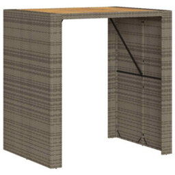 Berkfield 5 Piece Garden Bar Set Without Cushions Grey Poly Rattan Acacia - thumbnail 5