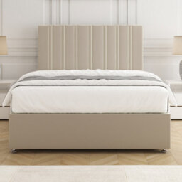 Bsspoke Sienna Divan Bed Set In Cream Plush Velvet 24Inch Headboard & 2 Drawers Same Side & No Mattress 3Ft 4Ft 4Ft6 5Ft 6Ft - thumbnail 3