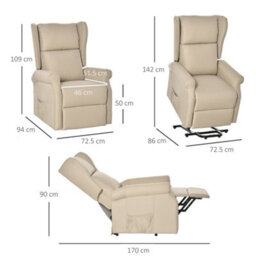 Beige Riser And Recliner Chair Electric Reclining Chair With Remote Control - thumbnail 2