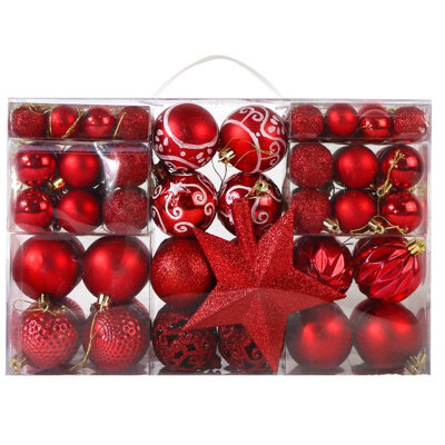 Gr8 Home Red 101 Pcs Christmas Baubles Balls Hanging Decoration Xmas Tree Ornaments Set - image 1