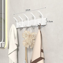 2 Pack Coat Hooks With 5 Hooks, Wall-Mounted Aluminum For Bedroom, Bathroom, Kitchen, White - thumbnail 2
