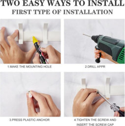 2 Pack Coat Hooks With 5 Hooks, Wall-Mounted Aluminum For Bedroom, Bathroom, Kitchen, White - thumbnail 3