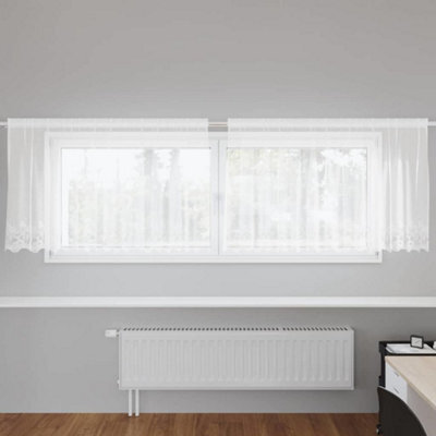 Berkfield Curtains With Curtains Floral White 300 X 100 Cm Polyester - image 1