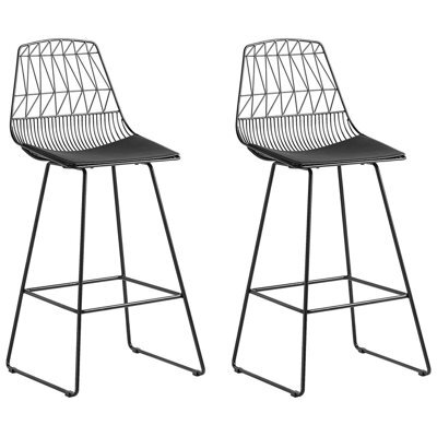 Beliani Set Of 2 Bar Chairs Preston Metal Black - image 1