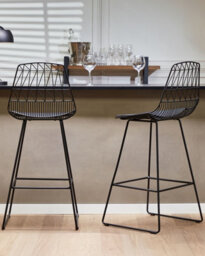 Beliani Set Of 2 Bar Chairs Preston Metal Black - thumbnail 2