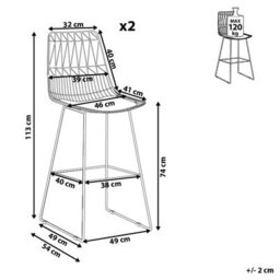 Beliani Set Of 2 Bar Chairs Preston Metal Black - thumbnail 3