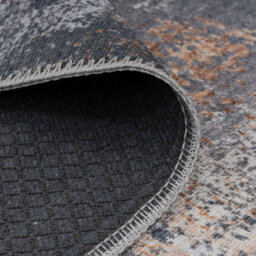 Loomed Silver Gold Metallic Distressed Abstract Anti Slip Washable Rug 120X170Cm - thumbnail 4