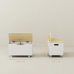Toy Box For Kids, Toy Chest With Wheels And Safety Hinges, White - thumbnail 3