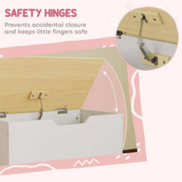 Toy Box For Kids, Toy Chest With Wheels And Safety Hinges, White - thumbnail 4
