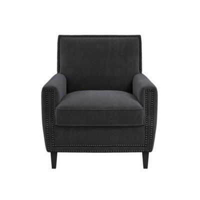 LPD Atticus Anthracite Armchair With Single Sofa Seat & Black Legs For Living Room - image 1