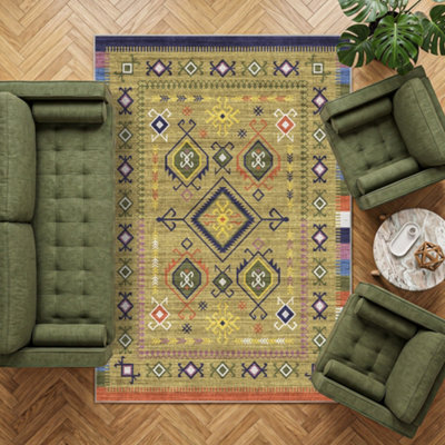 Decoranddecor Area Rugs, Living Room Rugs, Washable Rugs, 160X230Cm, Non-Slip, Pet Friendly, Low Pile, Geometric Rug - Lyra - image 1