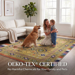 Decoranddecor Area Rugs, Living Room Rugs, Washable Rugs, 160X230Cm, Non-Slip, Pet Friendly, Low Pile, Geometric Rug - Lyra - thumbnail 8