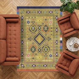 Decoranddecor Area Rugs, Living Room Rugs, Washable Rugs, 160X230Cm, Non-Slip, Pet Friendly, Low Pile, Geometric Rug - Lyra - thumbnail 3