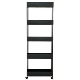 Living And Home 5 Tiers Black Plastic Slim Kitchen Shelf Bathroom Storage Rack Trolley Cart - thumbnail 5