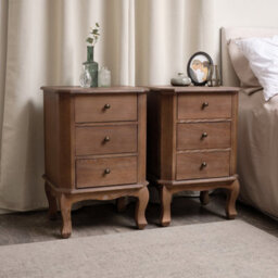 Melody Maison Dark Wood Dressing Table Desk With Triple Mirror, Stool And Pair Of Bedside Tables - Ashwell Range - thumbnail 5