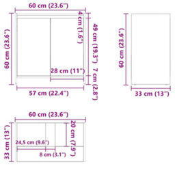 Vidaxl Bathroom Cabinet Concrete Grey 60X33X61 Cm Engineered Wood - thumbnail 3