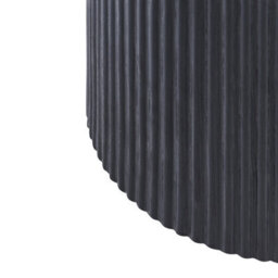 Wyld And Coco Novahome 80 Cm Round Coffee Table - Marble-Effect Ceramic Top, Black Ribbed Mdf Base - thumbnail 5